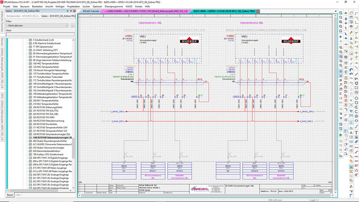 Designers begin their task using EPLAN Preplanning and select functions and modules that relate to each other. The schematic (in EPLAN Electric P8) is then created largely automatically: